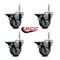 Service Caster 35 Inch Gray Polyurethane Wheel Swivel 58 Inch Threaded Stem Caster Set with Brake SCC SCC-TS20S3514-PPUB-PLB-58212-4 - alternate 2